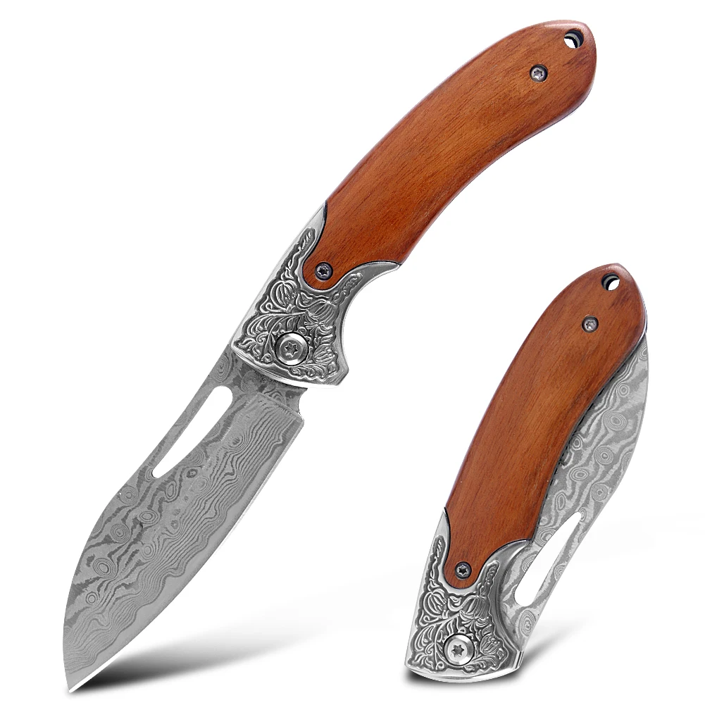 Оптовая цена индивидуальный логотип дамасская сталь складной инструмент для выживания кемпинга охотничий карманный нож продажи