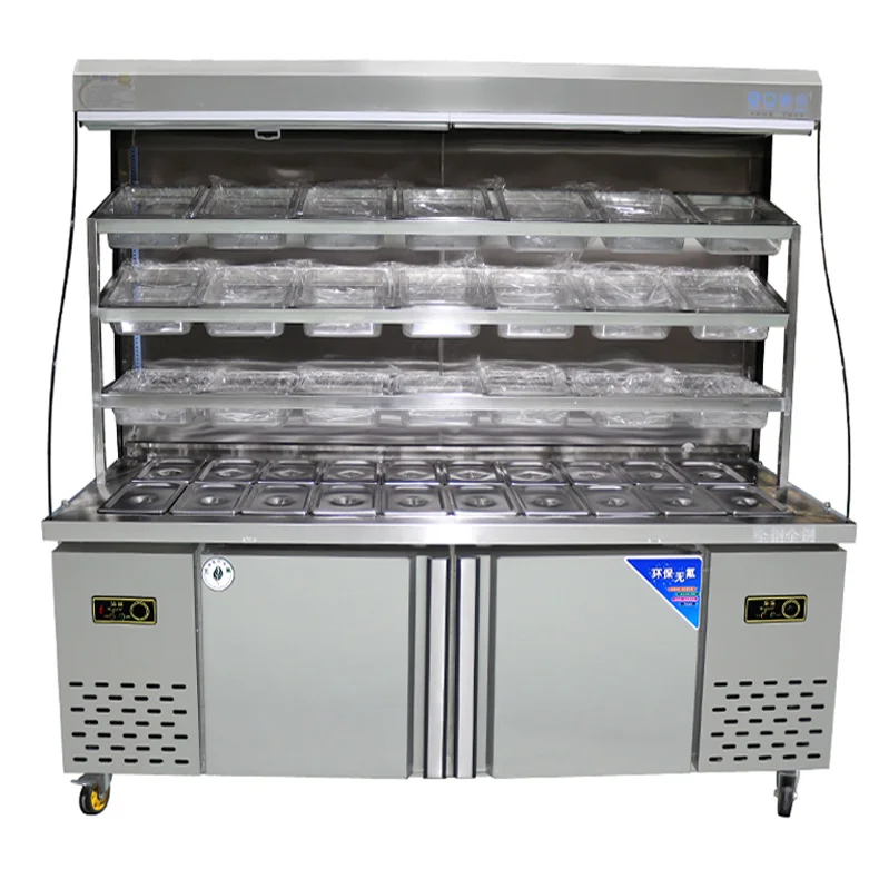 Malatang glass display fridge refrigerated display cooler fruit salad display freezer