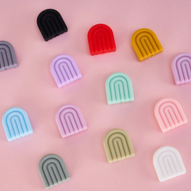 Hot Custom beads teether baby christmas chew rainbow soft Bulk western BPA Free silicone focal beads Wholesale halloween lanyard