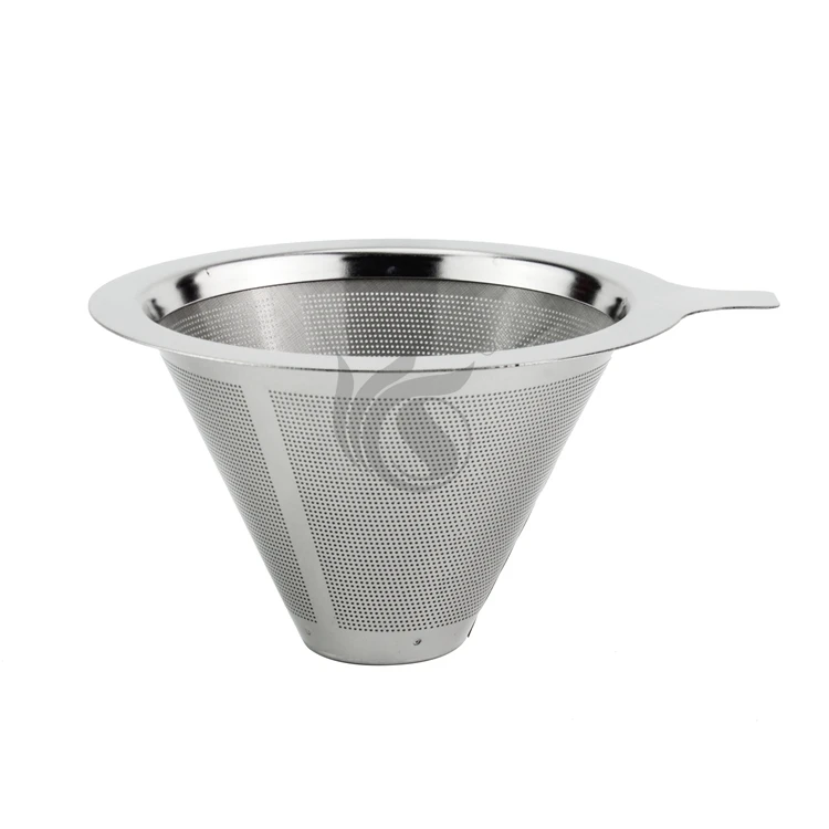Portable Metal Mesh Strainer Reusable Pour over cone coffee Filter Dripper Stainless Steel Coffee Filter with stand Holder