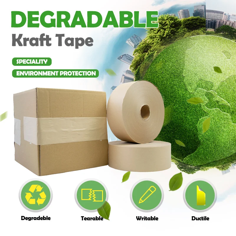 China Manufacturer Reinforced Sealing White Wet Water Activated Gummed Paper Kraft Brown Custom Customize Activate Tape