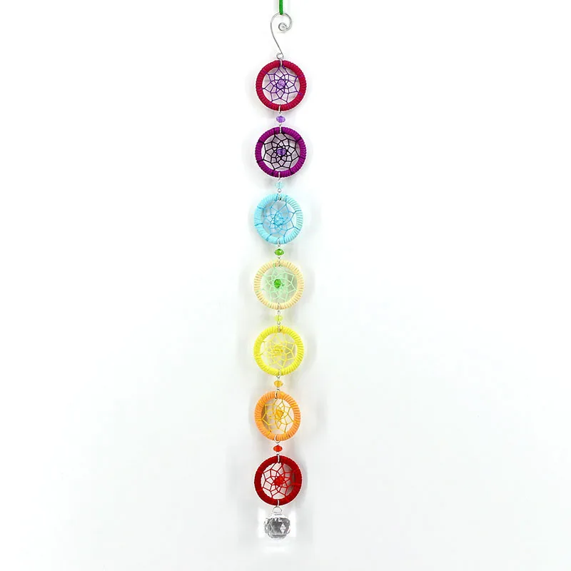 hand made mini rainbow macrame wall hanging home decorative seven chakra dream catcher from worh shop factory