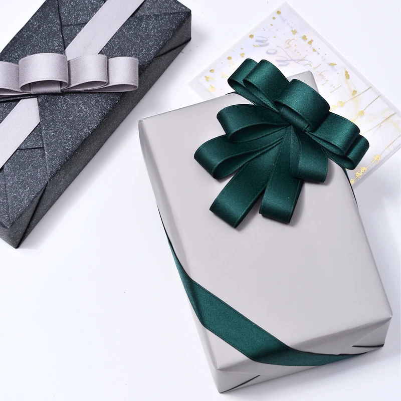 Custom Silk Red Ribbon Roll 19MM 100 Yard Polyester Cotton Ribbon For Small Gift Bags Flower Packaging