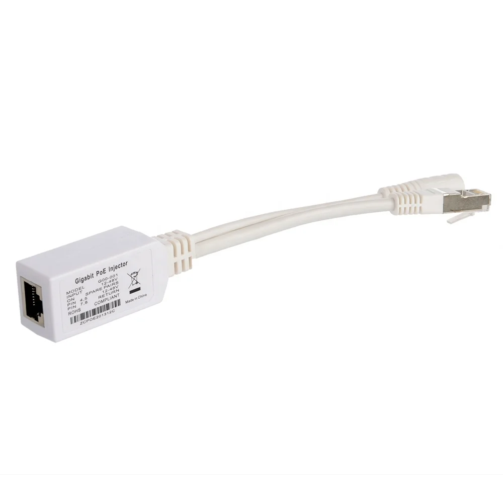 Gigabit PoE Injector cable use as poe splitter / power over ethernet connector from 12V -56V for MikroTik and other PoE Products
