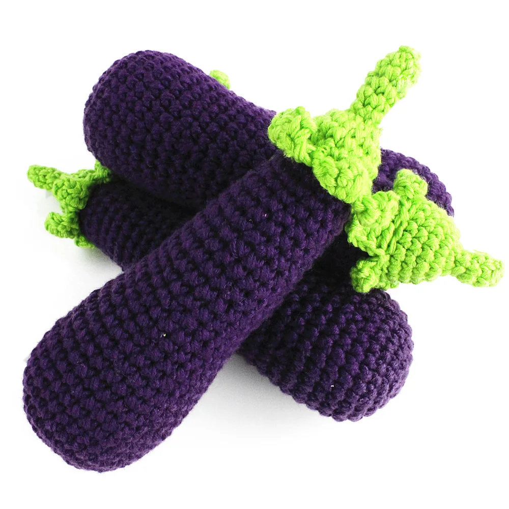 Multi colors small mushroom handmade crochet rattle toy for baby OEM custom cute crochet fruit