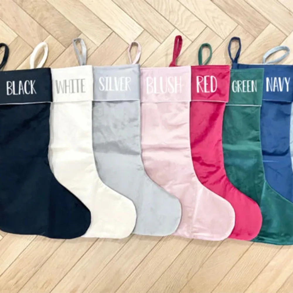 Personalized Handmade Luxury Embroidered Cute Merry Christmas Velvet Christmas Stockings