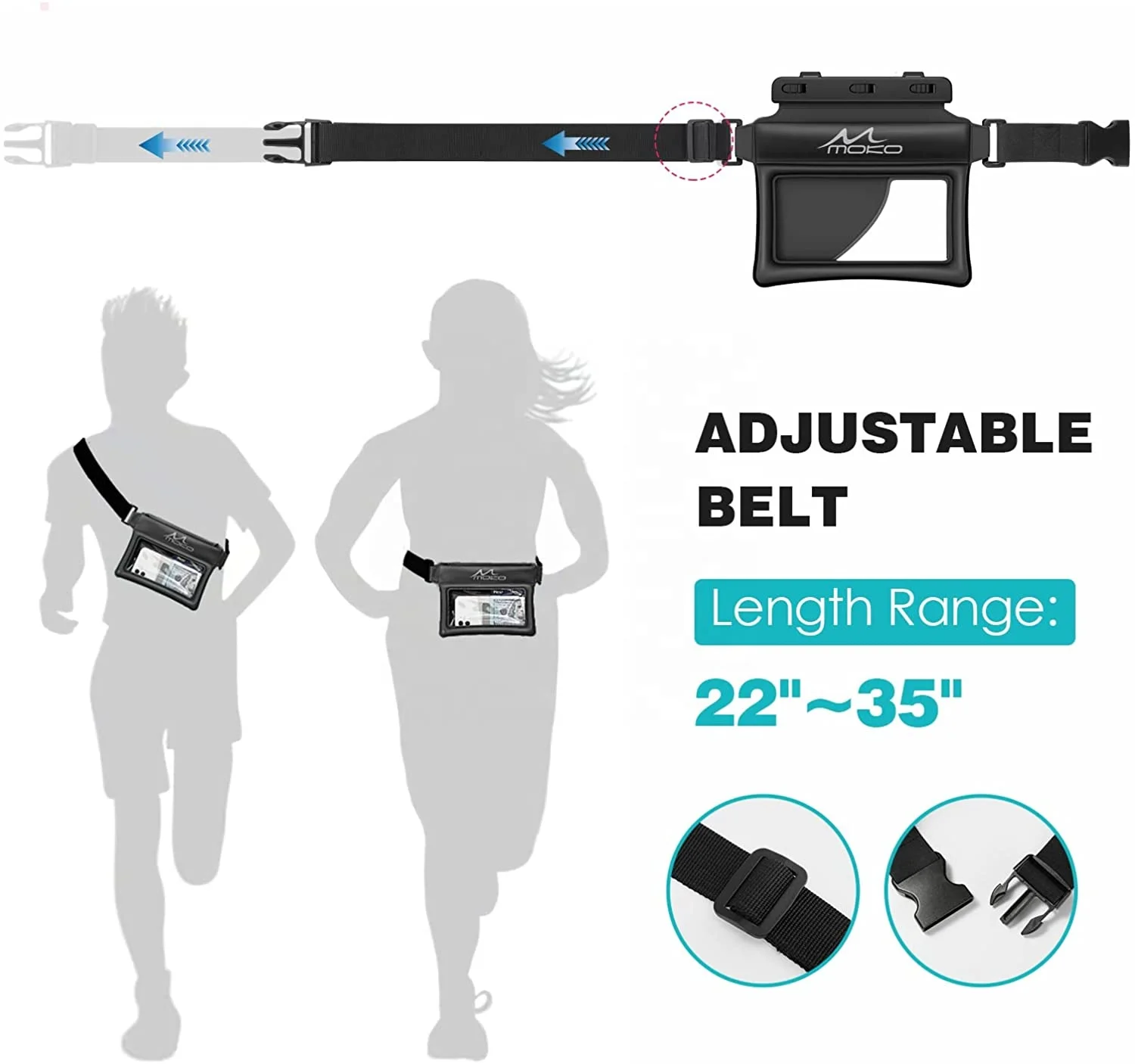 MoKo Waterproof Swimming Kayaking Snorkeling Compatible smartphones 6.9 inch Phone Pouch Fanny Pack Floating Dry phone Bag