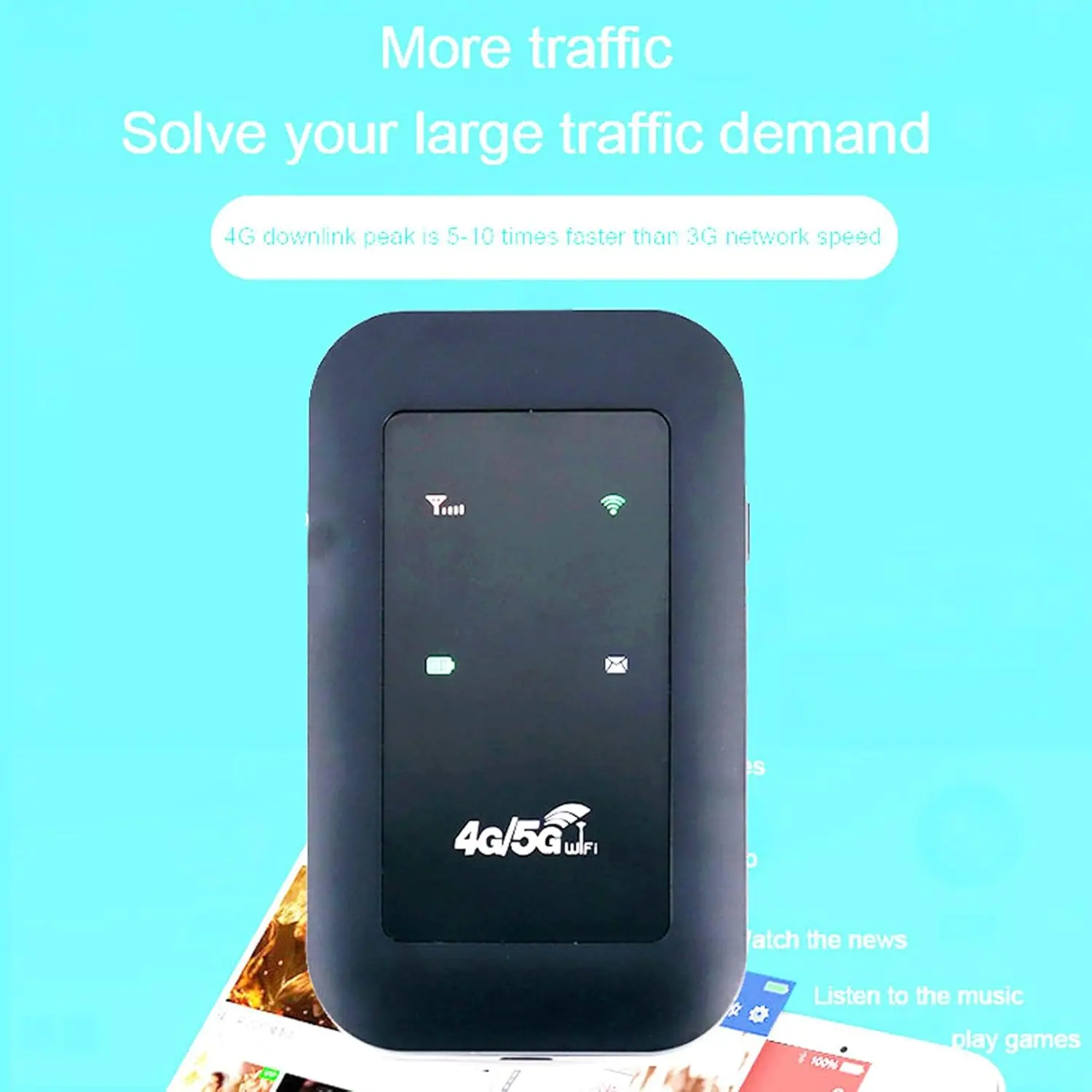 PIX-LINK Micro SIM Card Slot, 300Mbps High Speed 8 Users 2100mAh Battery Portable 4G WiFi Router for Laptop Phone Computer