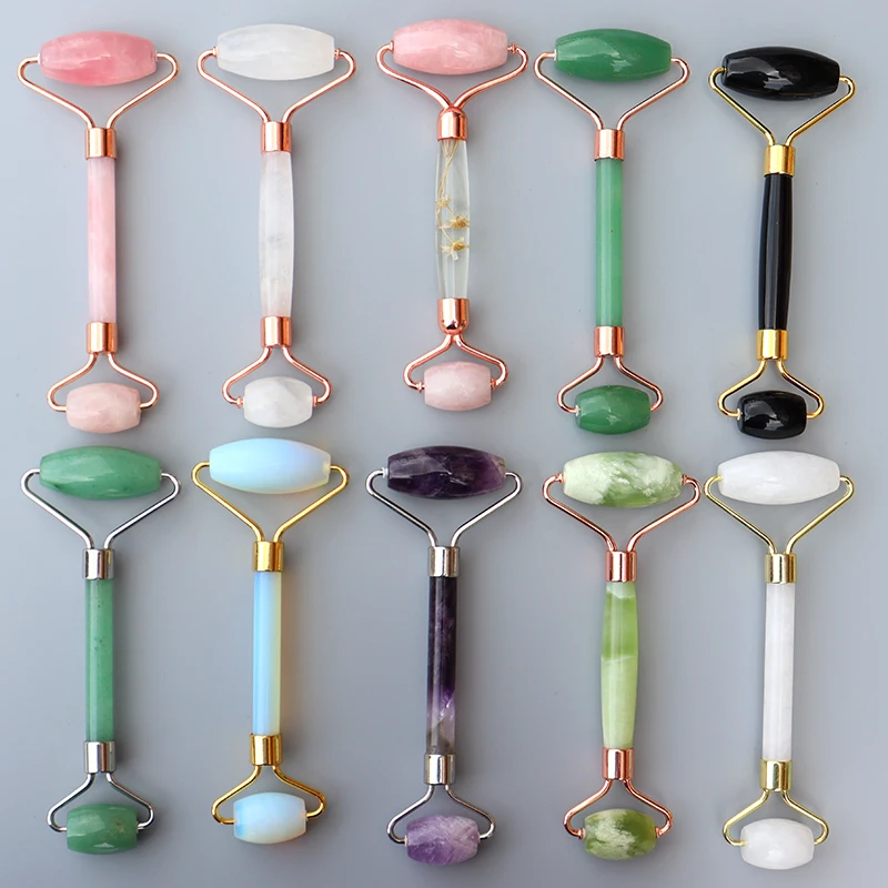 wholesale Natural amethyst Massage Gua sha tool beauty product eye massager quartz crystal stone Neck face Roller For Skin Care
