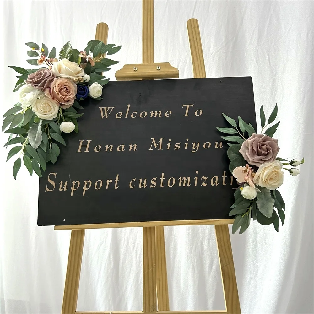 Wholesale Artificial flowers Set of 2 Wedding Welcome Sign Floral Decoration For Wedding Party Arrangement