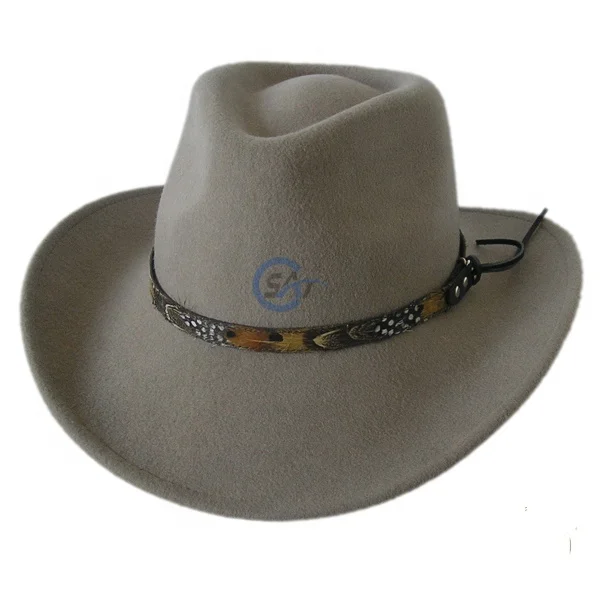 
wholesale handmade 100% Australian wool felt leather band cowboy hat 