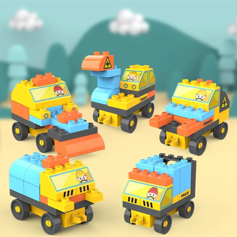 Kids DIY Plastic Engineering Vehicle Truck Car Model Toy Building Set Boy Gift Toy Construction Building Block Set