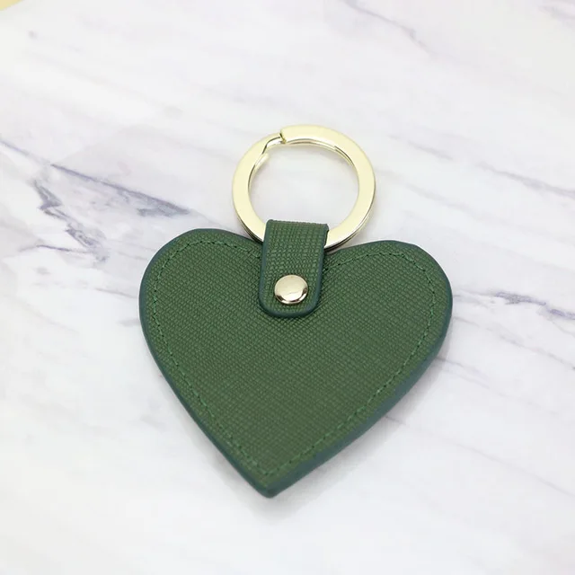 
custom monogram logo leather keyring heart shaped kechians for promotion gift 