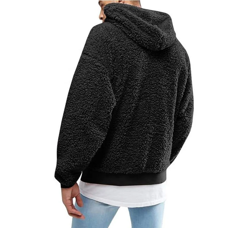 RBX Warm Faux Fur Hoodie Hooded Sweatshirt Tops Pullover Casual Men Hooded Baggy Winter Hoodies