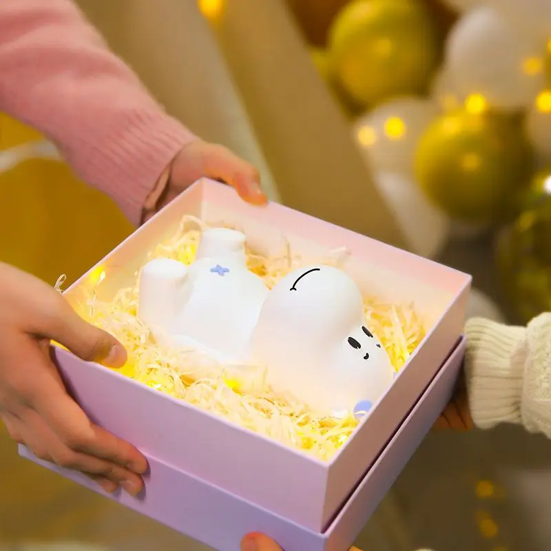 Nerdy Cow Silicone Night Light Pat Rechargeable Kids Baby Bedroom Soft Light Sleeping Breastfeeding Eye Care Bedside Lamps