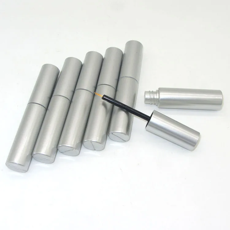 
8ML UV matte silver eyeliner bottle container with brush empty round eyelash glue container 