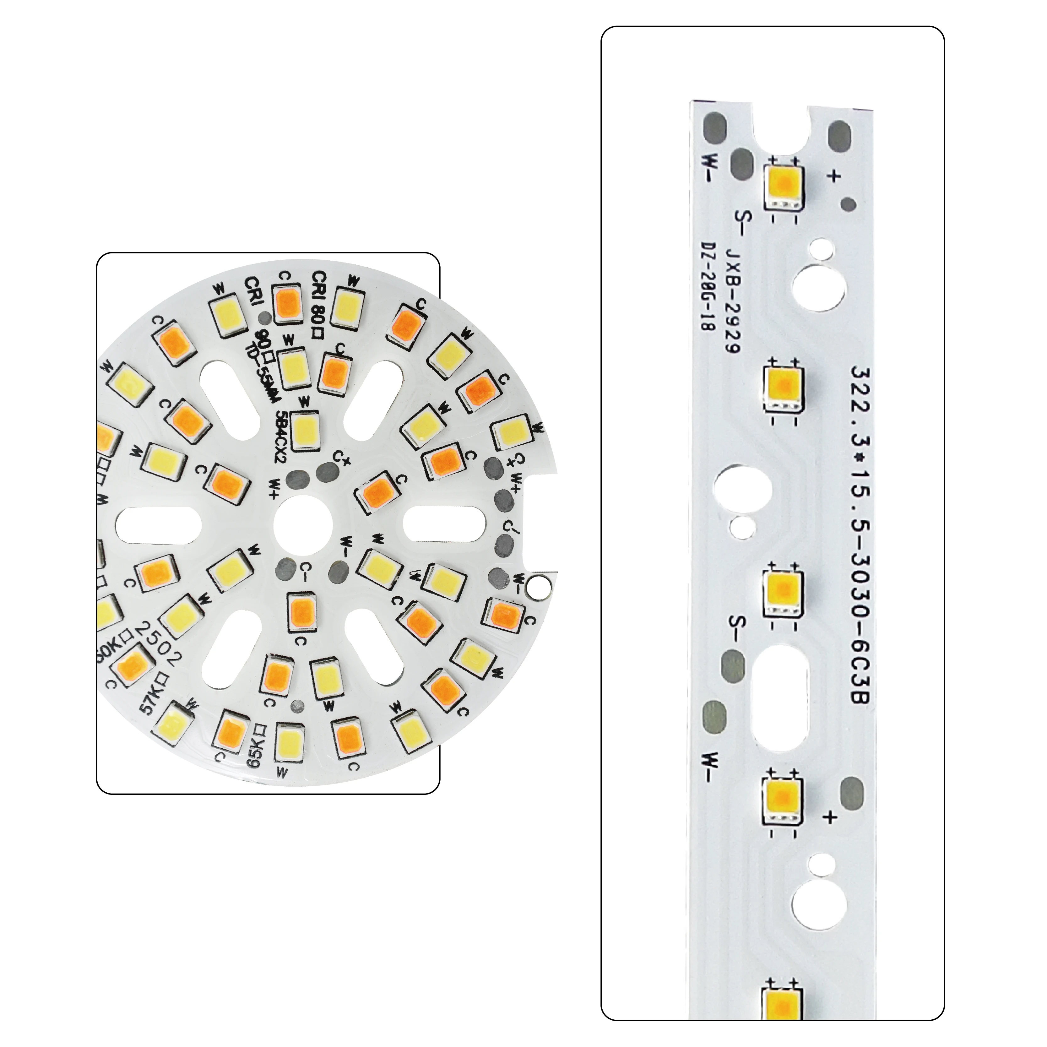 Customize lighting accessories round aluminum substraet led light pcb board bar 36v 12w 24w 60w smd 2835 3030 led module