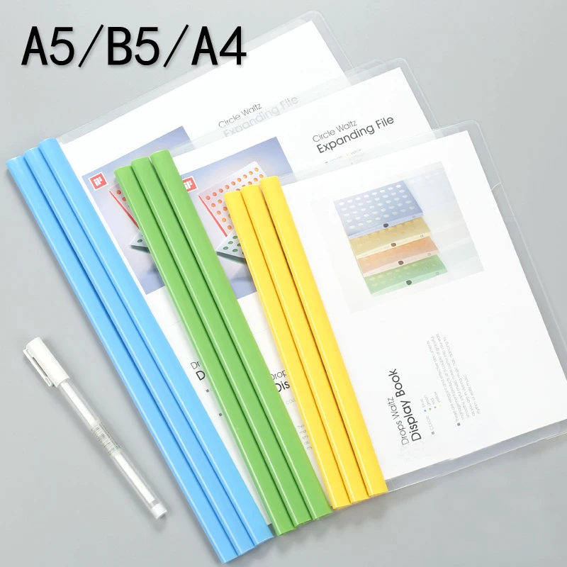 Customized A4 Plastic Report Cover Draw Rod Clamp File Folders with Sliding Bar Stationery Supplies Office A4 Report Cover