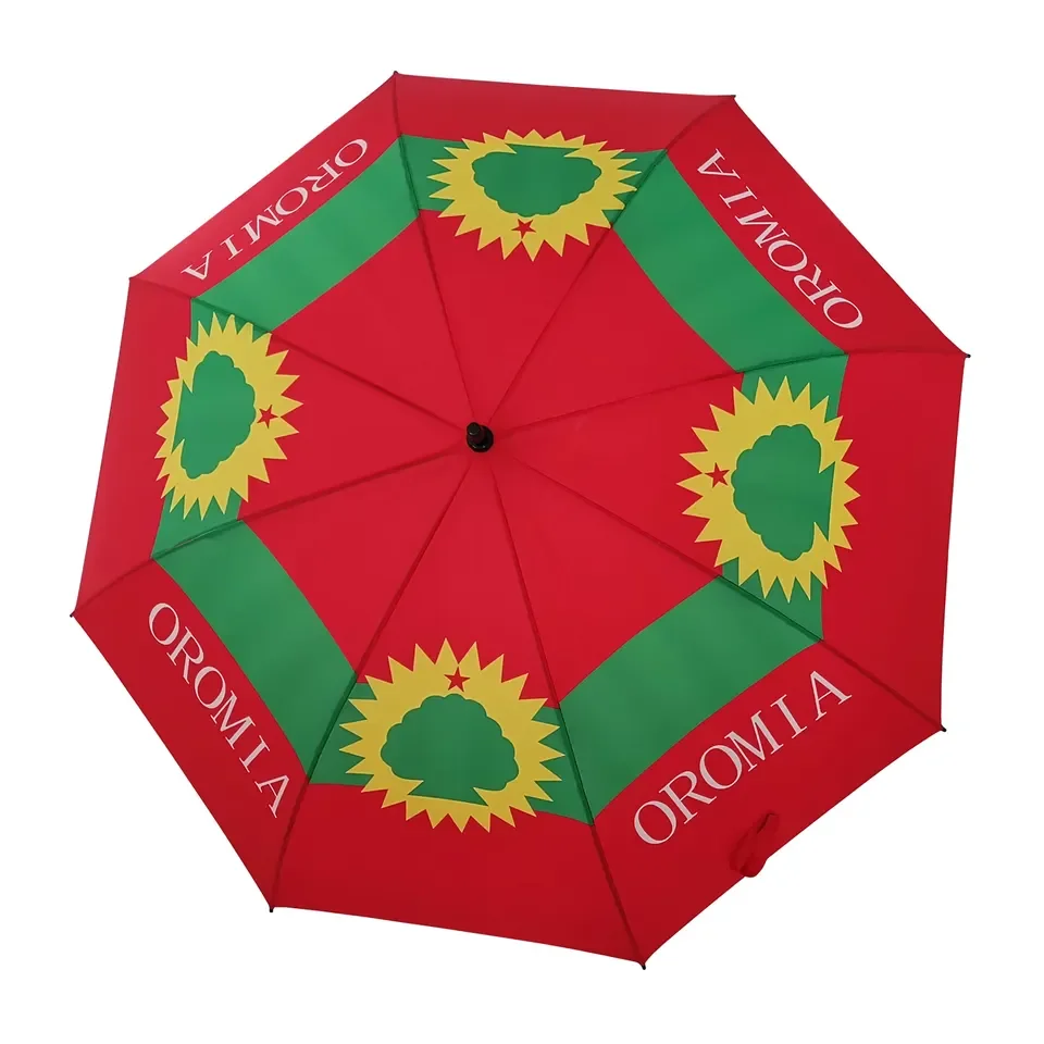 Parasol golf umbrella with logo windproof wholesale oromo flag umbrella