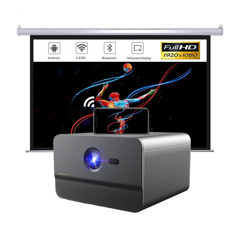 Jenovox M3000 Pro DLP Projector 1080P 1250 ANSI Lumens High Brightness 2.4G 5G Wifi Smart 3D Projector 4K For Cinema