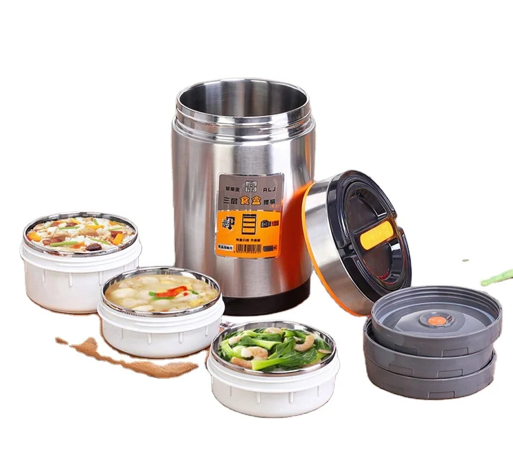 304 stainless steel heat preservation lunch box office worker multilayer insulation barrels 1 female separated type portable stu