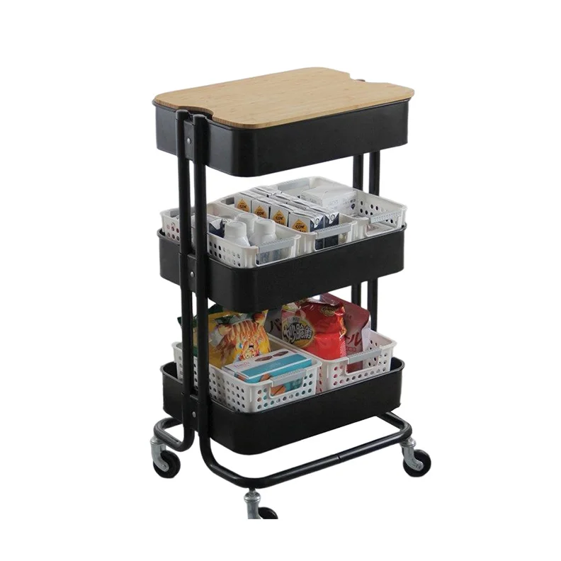 3 Tier Rolling Utility Storage Cart with Handles and Roller Wheels Craft Cart