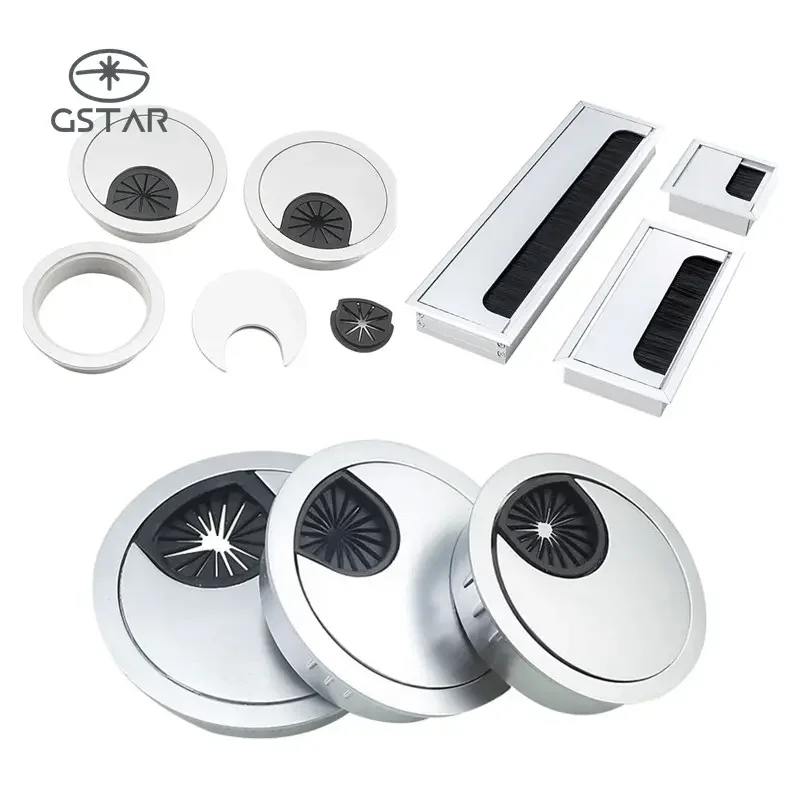 Aluminum Alloy Soft Closing Office Desk Grommet Wire Cable Management Box Wire Organizer Box