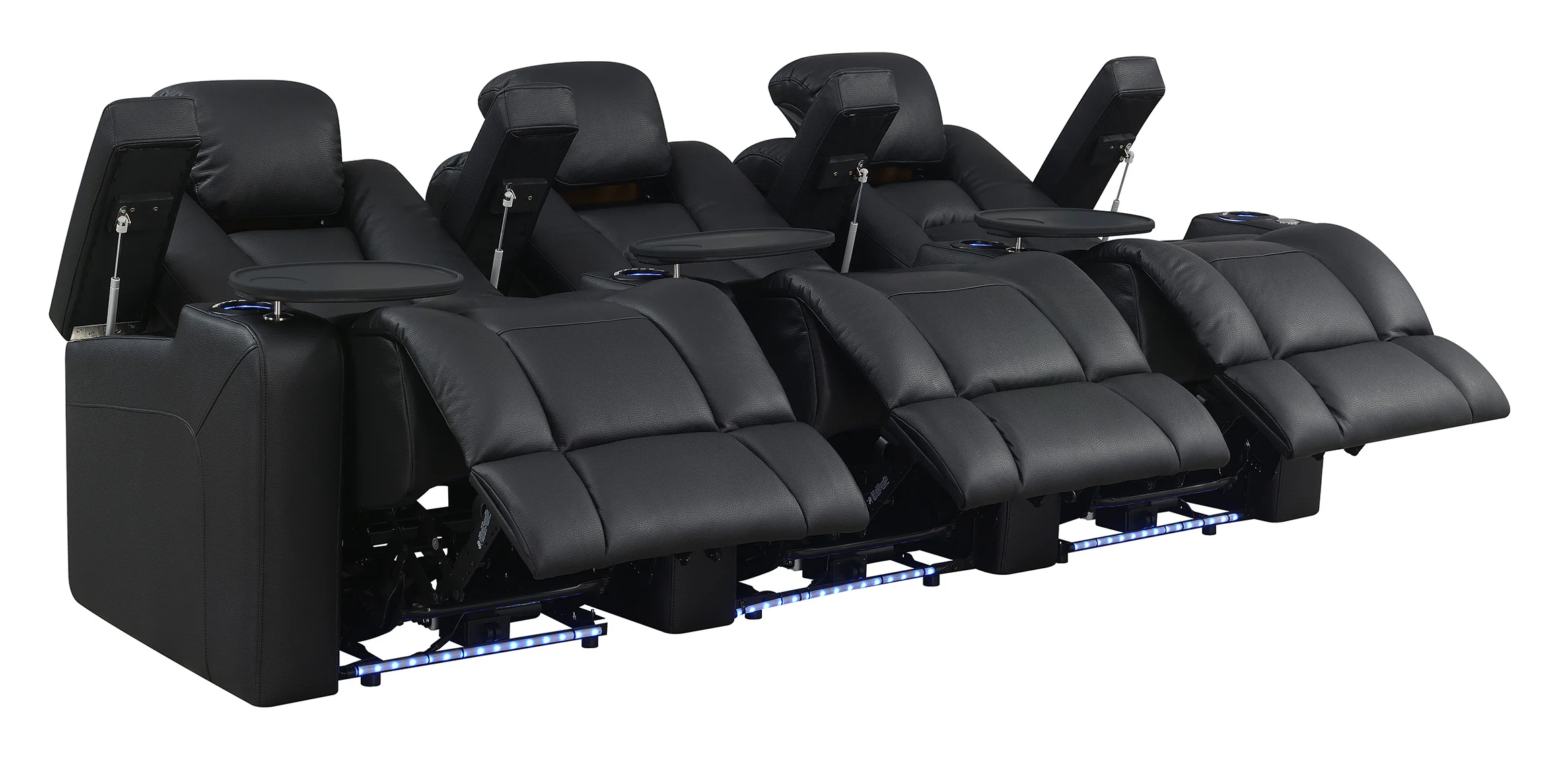 Luxury Theater Furniture Cow Leather Cinema Sofa Home Movie Room Seats Electric Recliner Chair with Smart Cup Holder