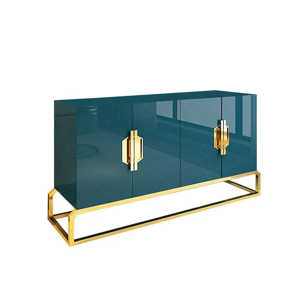 Темно-синий деревянный Золотой металлический каркас шкаф консоль стол