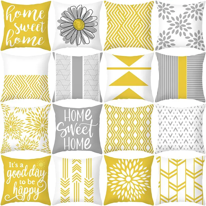 Best selling yellow grey wholesale simple geometry sofa pillow cases cushion cases Cushion cover