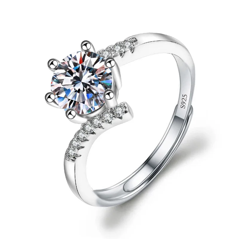 2023 New High Quality Diamond Silver Plated Adjustable Wedding Rings for Women and Girls