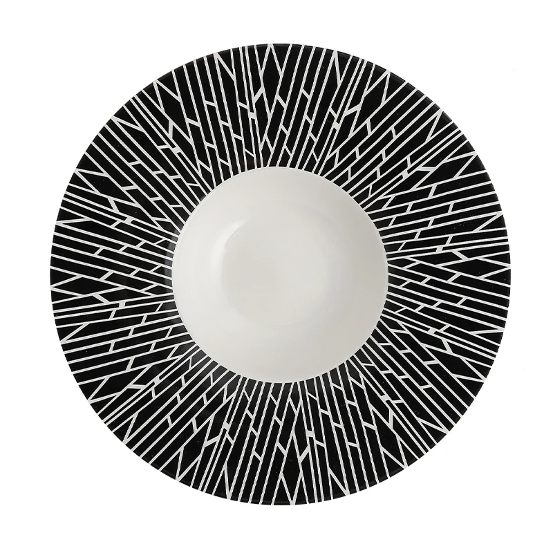 Chinese Sale Royal Ware bone China dinner plate Western food gold rim soup plate