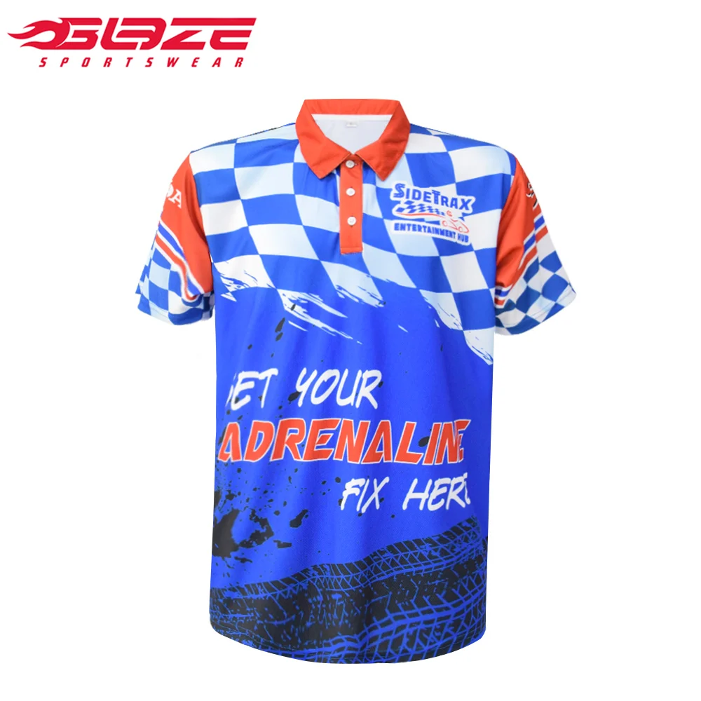 Mens high quality dye sublimation printing personalized car racing uniform shirts