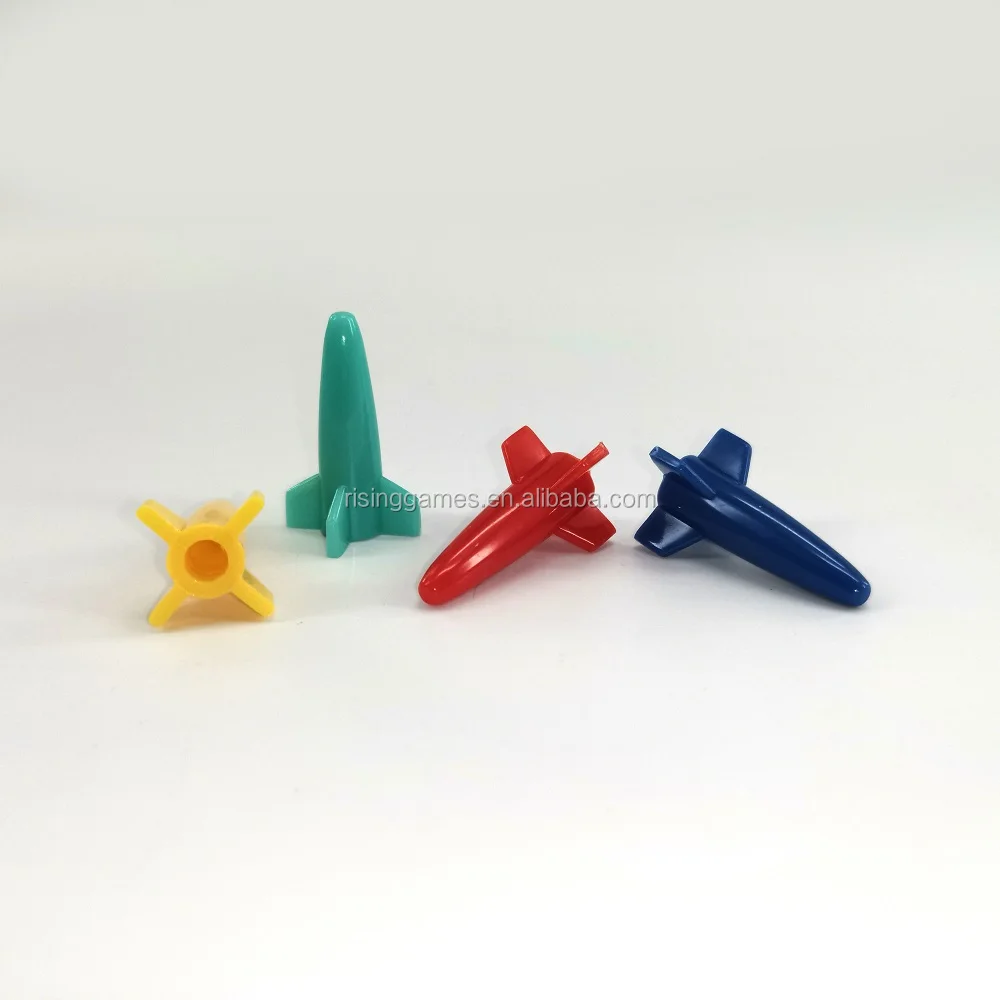 High Quality Custom Printing Plastic Toys Rocket Shape Pawn Pieces Board Game Accessories