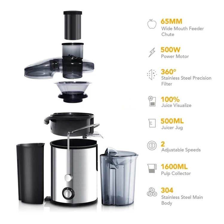 500W 2 speed  power juicer extractor  304 Stainless Steel Power orange Juicer extractor machine