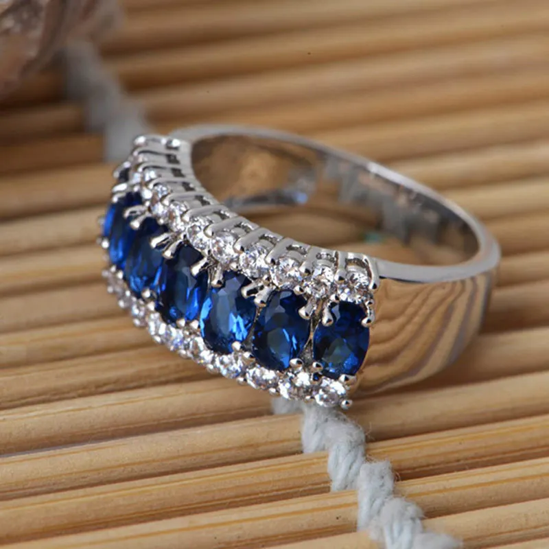 
Top sellers 2020 for amazon blue pink sapphire mens zircon retro vintage luxury copper plated with white gold ring 