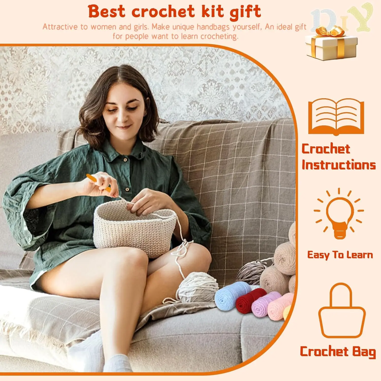 Crochet Bag Starter Kit Shoulder Bag Crochet Kit for Beginners Adults
