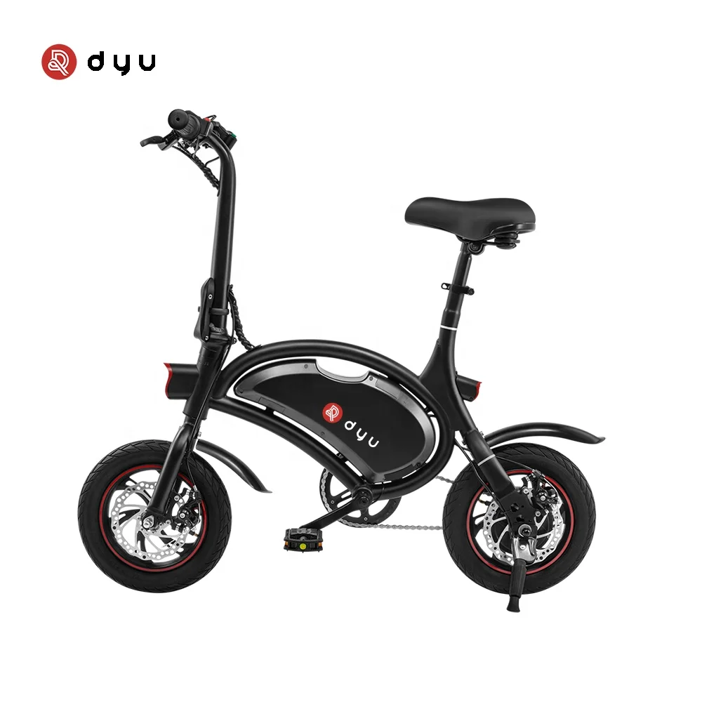 US Warehouse Delivery foldable bicycles DYU D2F E-bikes 12inch tire with pedals with front & rear brakes and lights 36V 250W