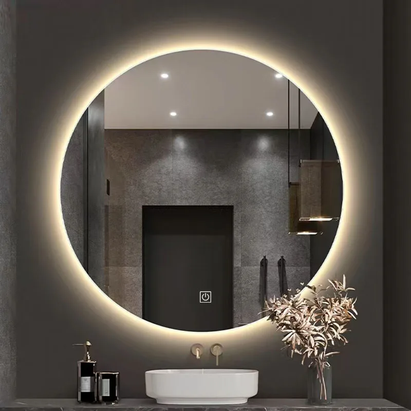 led backlit frameless lighted bathroom wall mirror Round Led Mirror diameter 60cm 80cm 100cm touch sensor switch for mirror