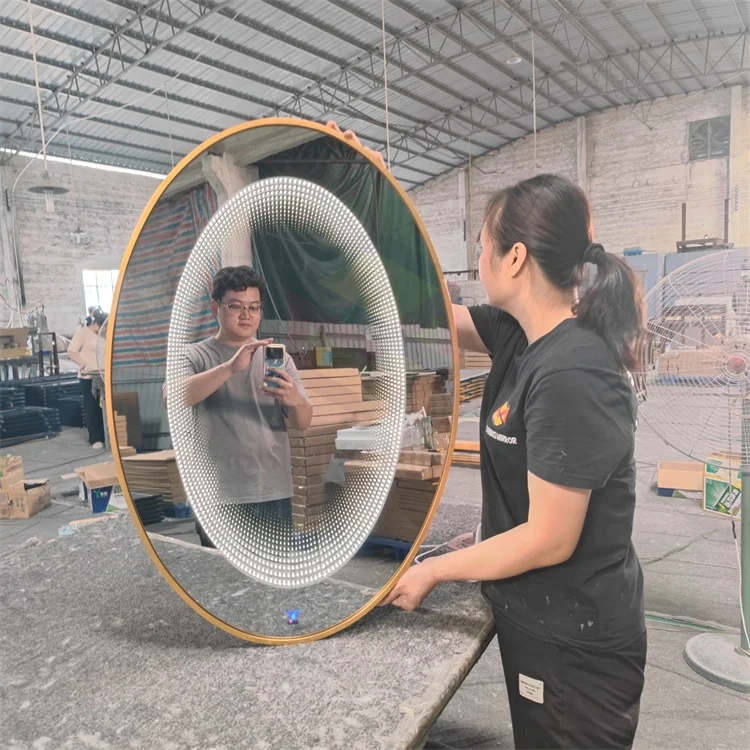 Wholesale Factory Bathroom LED Lighted Wall Mirror Fashion Bathroom Decor Vanity Mirror Memory Dimmable Touch Switch Control