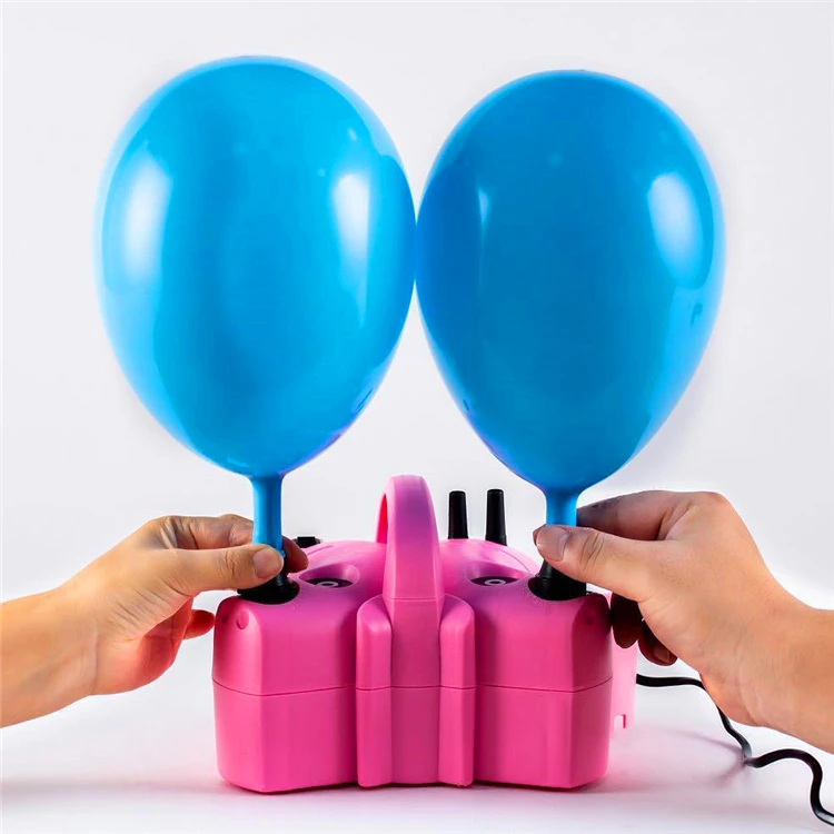 New Portable Dual Nozzle Inflator Small Blower Helium Hand Machine Air Electric Double Nozzle Balloon Pump for Party Decoration