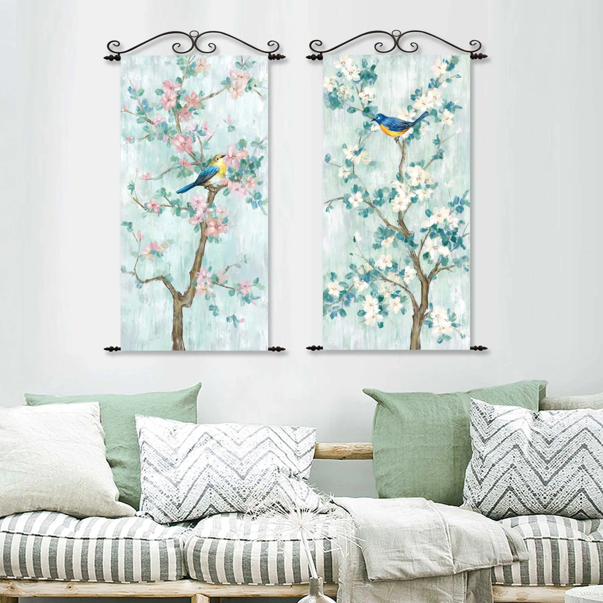 Настенная Картина на холсте с изображением цветов и птиц