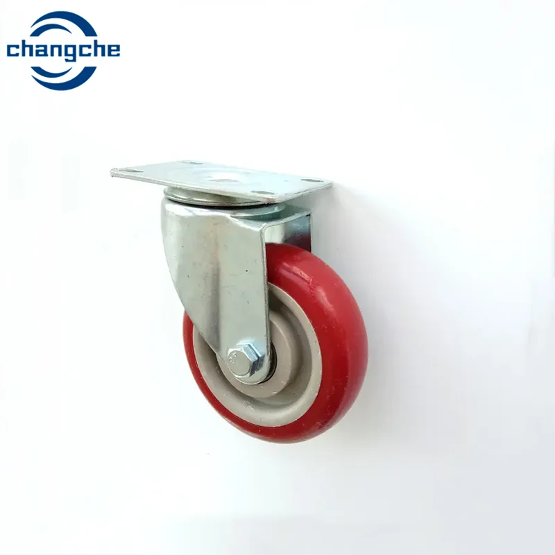 Black Metal Top TPE Rubber Low Profile Caster Wheels for Furniture Rolling Cabinet Trundle Bed Drawer