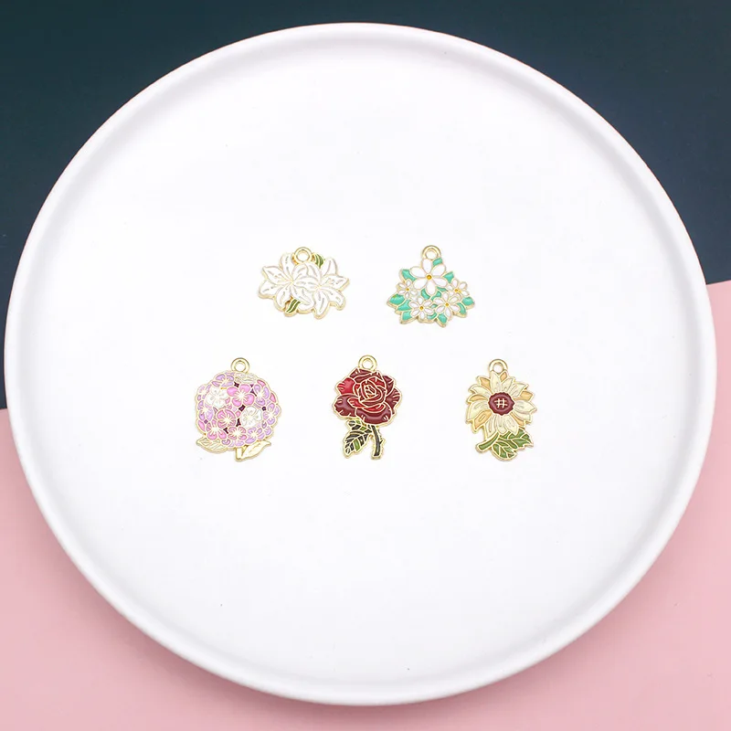 Красивые цветы «сделай сам», сплав, аксессуары, роза, Подсолнух, серьги, ожерелье, подвеска, брелок, подвеска в виде капли масла