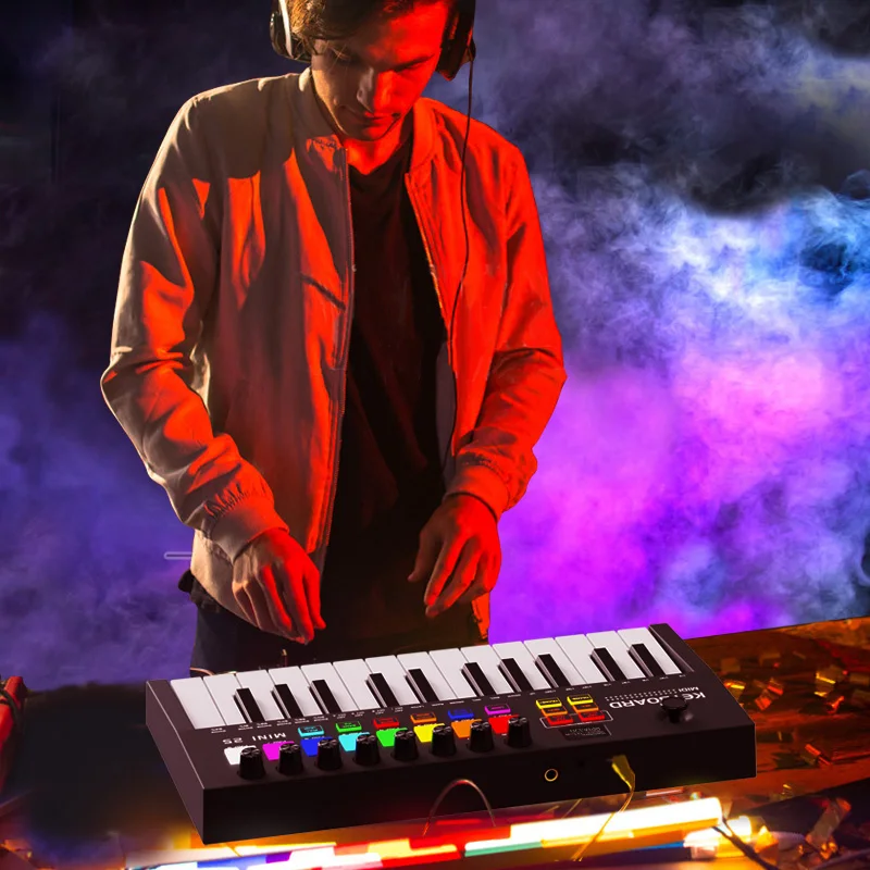 Konix MINI 25-клавишный ультра-портативный USB MIDI контроллер клавиатуры