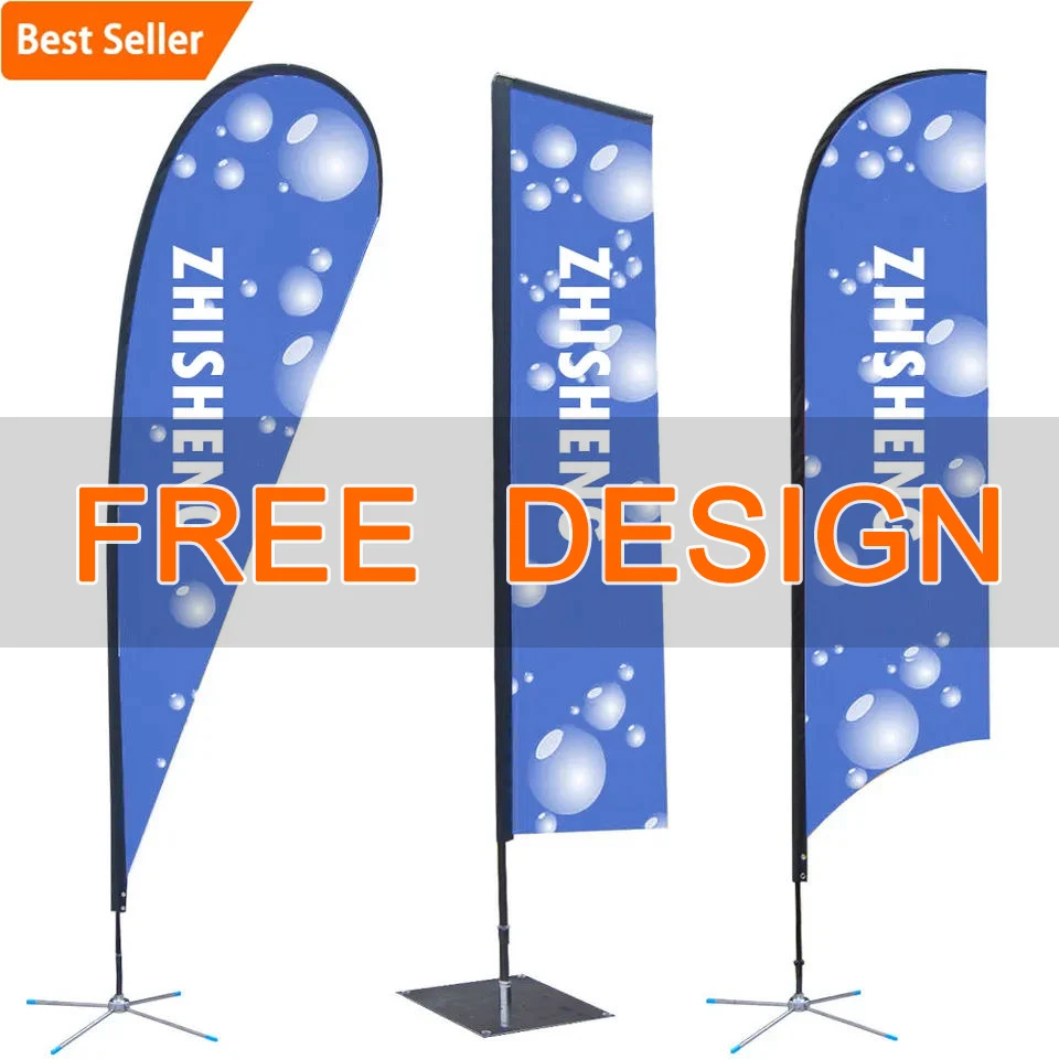 Hot Sale Advertising Custom Logo Banner Outdoor Teardrop Flag Feather Flag Beach Flag