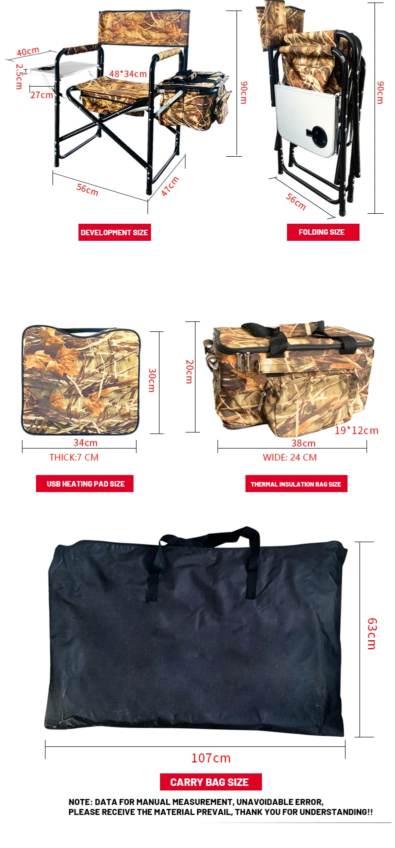 Кемпинговое кресло с подогревом, уличный складной стул для кемпинга с usb-зарядкой и подогревающейся подушкой