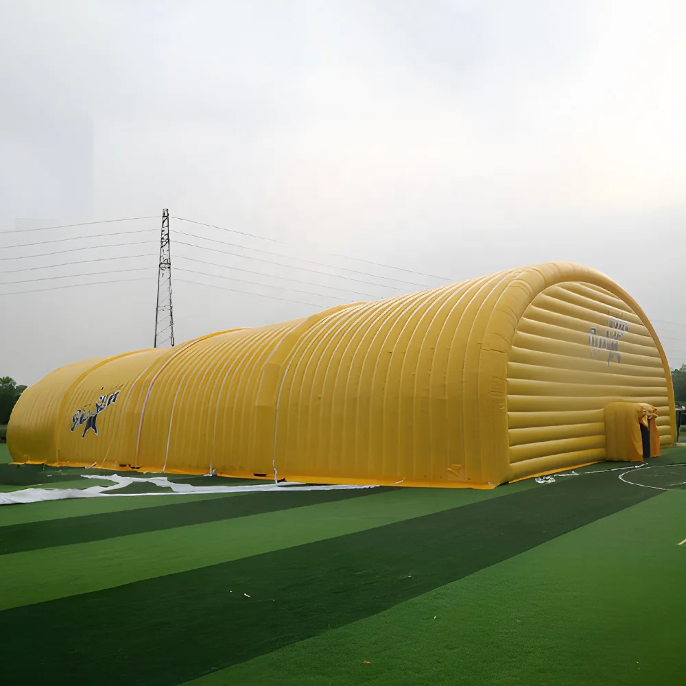 custom yellow windproof pvc sports soccer court Inflatable sports arena football pitch air dome giant inflatable tunnel building