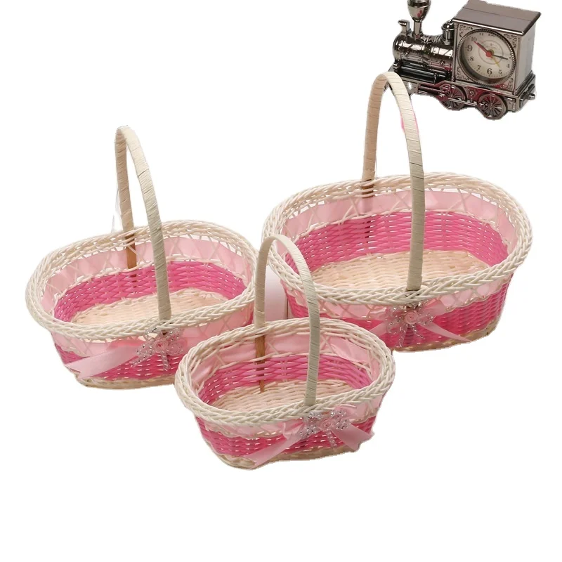 new product craft rattan basket with handles woven