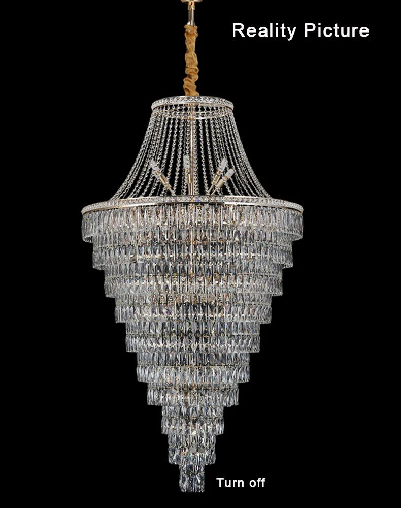 High ceiling Long stair big chandelier Lighting Fixture Decorative Hotel Lobby Staircase Villa large Crystal Chandelier Luxury